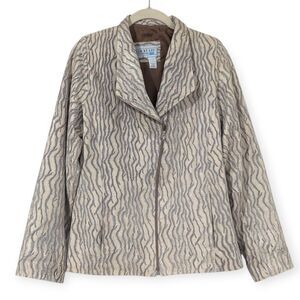 Vintage Pigskin Leather Jacket Womens Medium Argentina Moto Zip Zebra Print READ